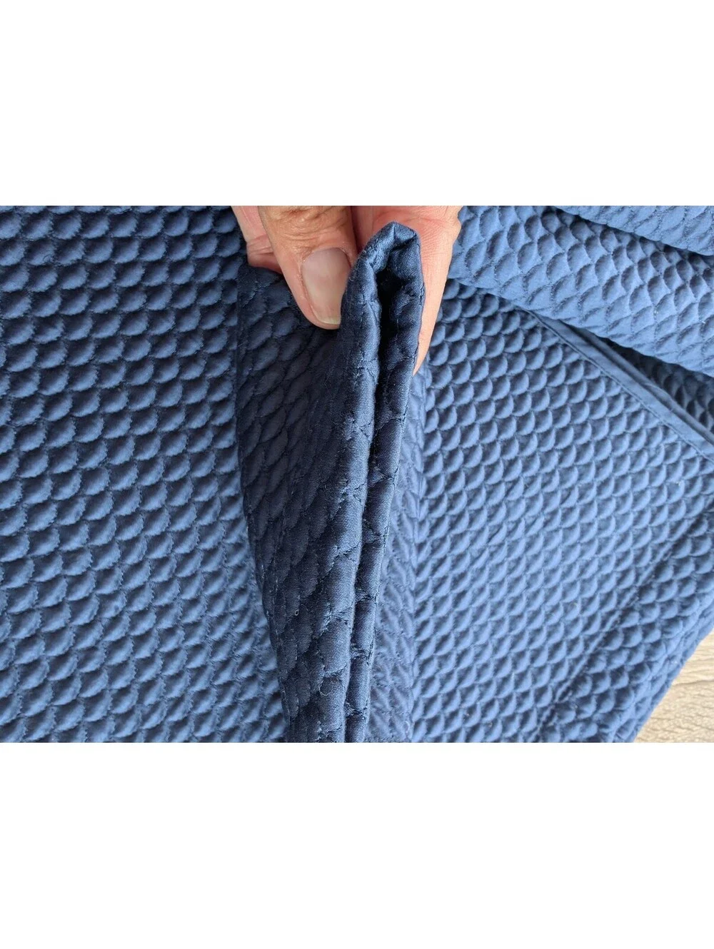 Matouk Matelasse King Coverlet 100% Egyptian Cotton Navy Blue Quiet Luxury